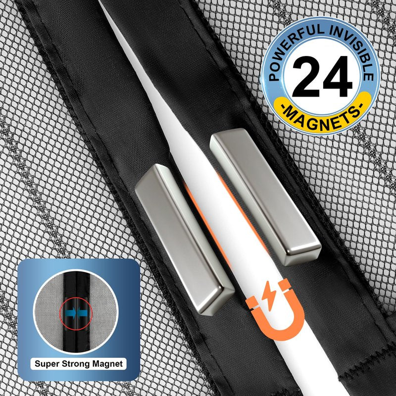 METAONLY Magnetic Screen Door Mesh, Works for Patio, Sliding Door, Keeps Bug Mosquito Out, Fresh Air Flow, Fits 36" x 82" Door - Curtain Size 38" x 83", Black