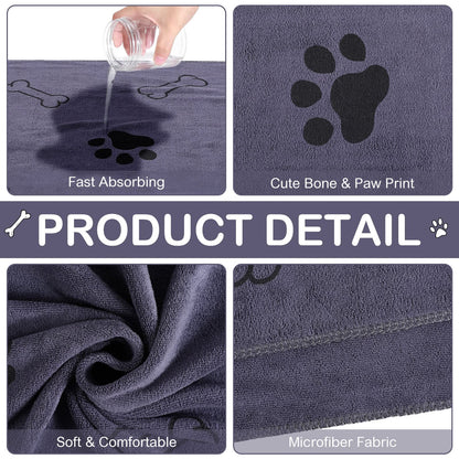 Chumia 8 Pcs Dog Towels for Drying Dogs Cats Pet Towels Bulk Puppy Microfiber Quick Drying Paw Bath Bathing Supplies Absorbent for Medium Pets(Gray,18 x 28 Inch)
