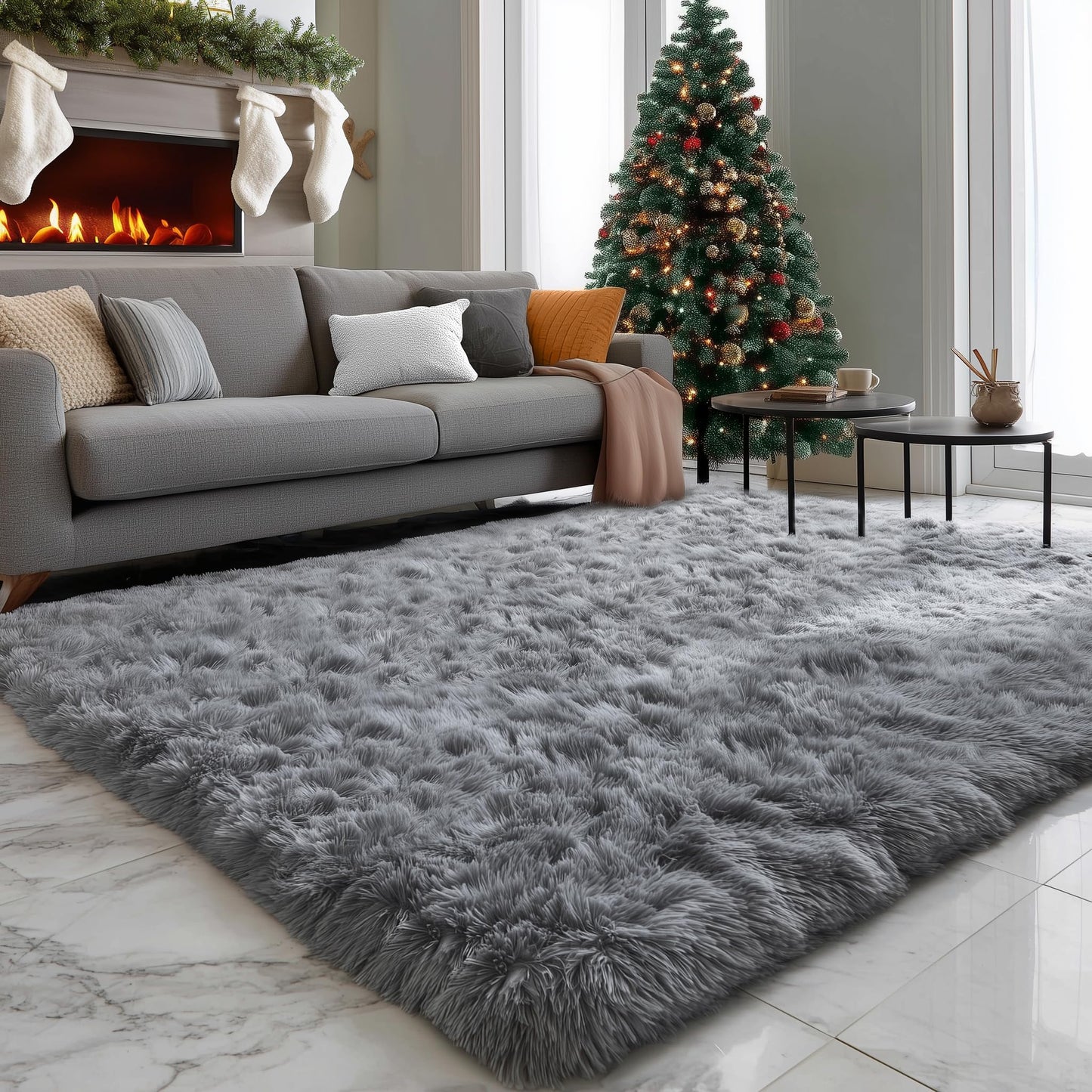 PAGISOFE 8x10 Living Room Rug Grey, Soft Large Rugs for Bedroom, Thick Shaggy Big Carpet, Plush Fur Kids Rugs for Playroom, Fuzzy Modern Area Rug for Classroom, Home Decor, Shag Indoor Fluffy Rug