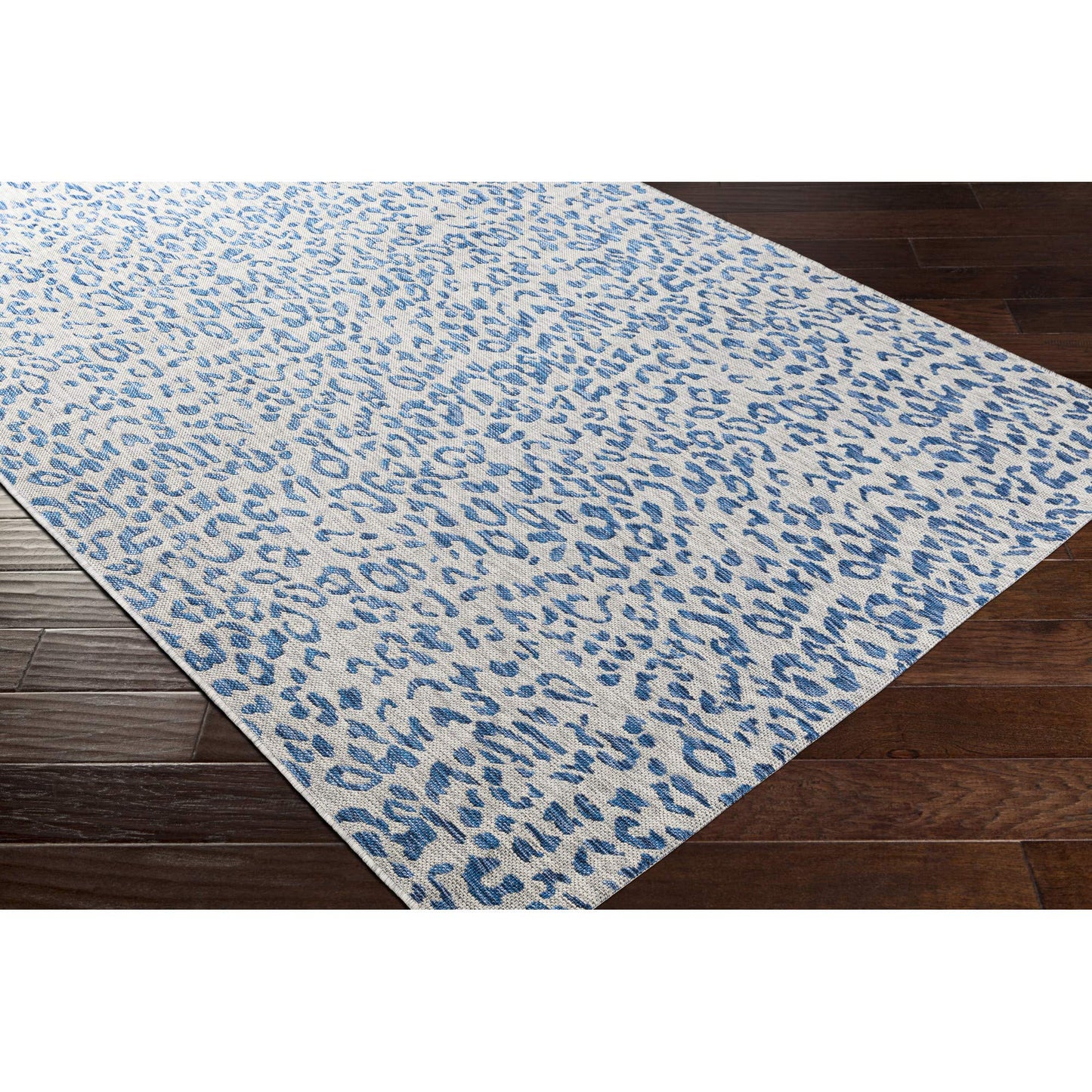 Livabliss Esperanza Leopard Outdoor Area Rug,5'3" x 7'7",Bright Blue/Ivory