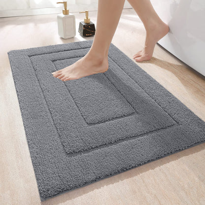 DEXI Ultra Soft Bath Mat 40 x 60 cm, Non-Slip Absorbent Microfiber Mats, Machine Washable Quick Dry Rugs, Bathroom Accessories Decor, Grey