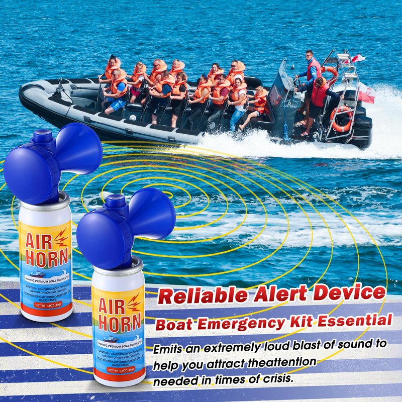 ElectricWise 4 Pack 1.4oz Mini Air Horn, 122DB Very Loud Air Horns Can, Marine Boat Horns for Safety, Meet Coast Guard, Fog Blow Horn Boat Accessories, Ideal for Boating, Camping, Hiking