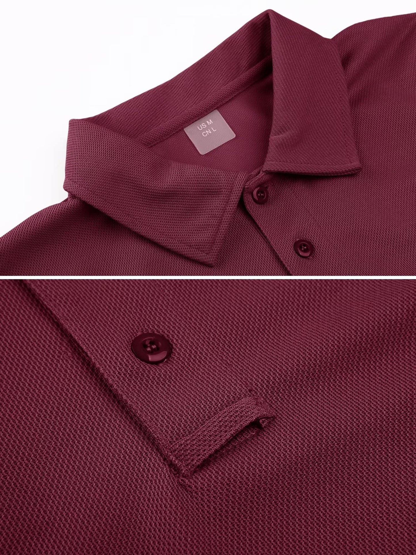 MAGCOMSEN Polo Shirts for Men Golf Shirts Quick Dry Collared Short-Sleeve Work Polo Performance Shirt Wine Red L