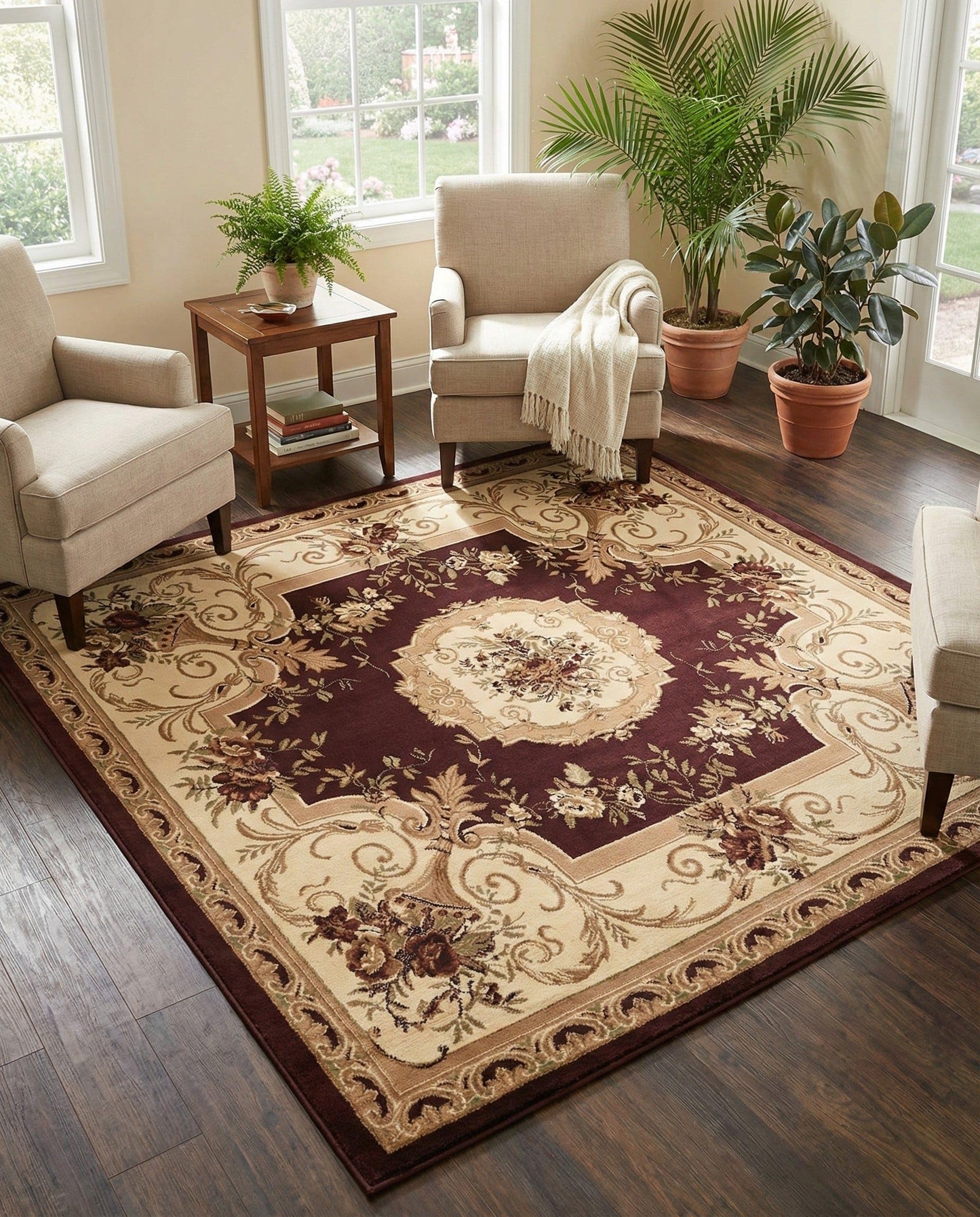 Rugs.com Chateau Collection Rug – 7' 10 Square Brown Medium Rug Perfect for Living Rooms, Kitchens, Entryways