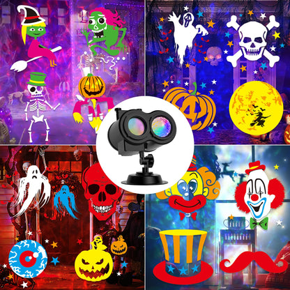2025 Upgrade Halloween Christmas Projector Lights Outdoor, COOLWUFAN 2-in-1 Holiday Projector Lights Decorations, 30 Bright HD Effects (20 Slides) Projection Light for Xmas Party Garden Yard Decor