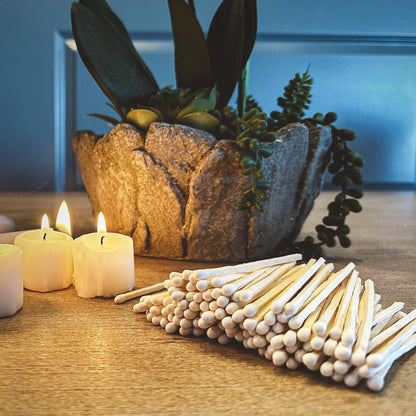 2" Classic White Tip Safety Matches | 100+ Bulk Artisan Matchsticks with Bumble Striker Stickers by Thankful Greetings| Decorative Candle Accessories | Unique & Fun for Your Home Decor, Gift, & Events
