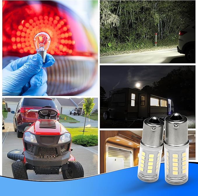 BA15S 12V LED Bulbs, 5 Watt 1156 1141 1003 7506 Bright White 6000K, AC/DC12-24 Volt Low Voltage for RV Boat Mower Lawn Tractors Bathroom Reversing lights, DC Bayonet Single Contact Base,3 pack