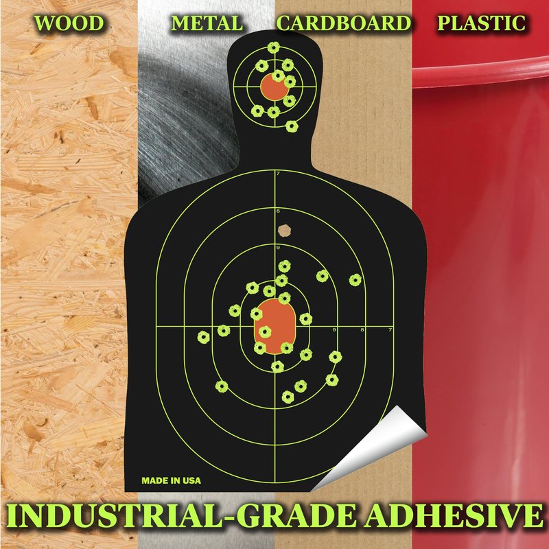Splatterburst Targets - 12 x18 inch - Stick & Splatter Adhesive Silhouette Shooting Target - Shots Burst Bright Fluorescent Yellow Upon Impact - Gun - Rifle - Pistol - Airsoft - Air Rifle (10 Pack)