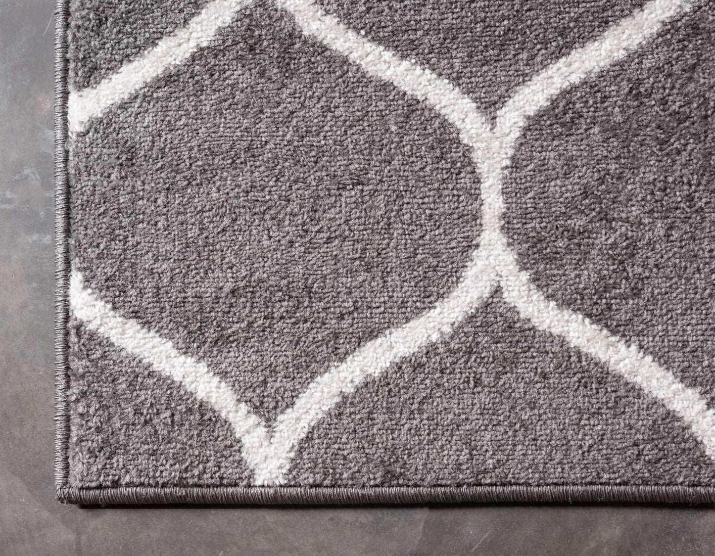 Unique Loom Trellis Frieze Collection Area Rug - Rounded (8' x 10', Dark Gray/ Ivory)