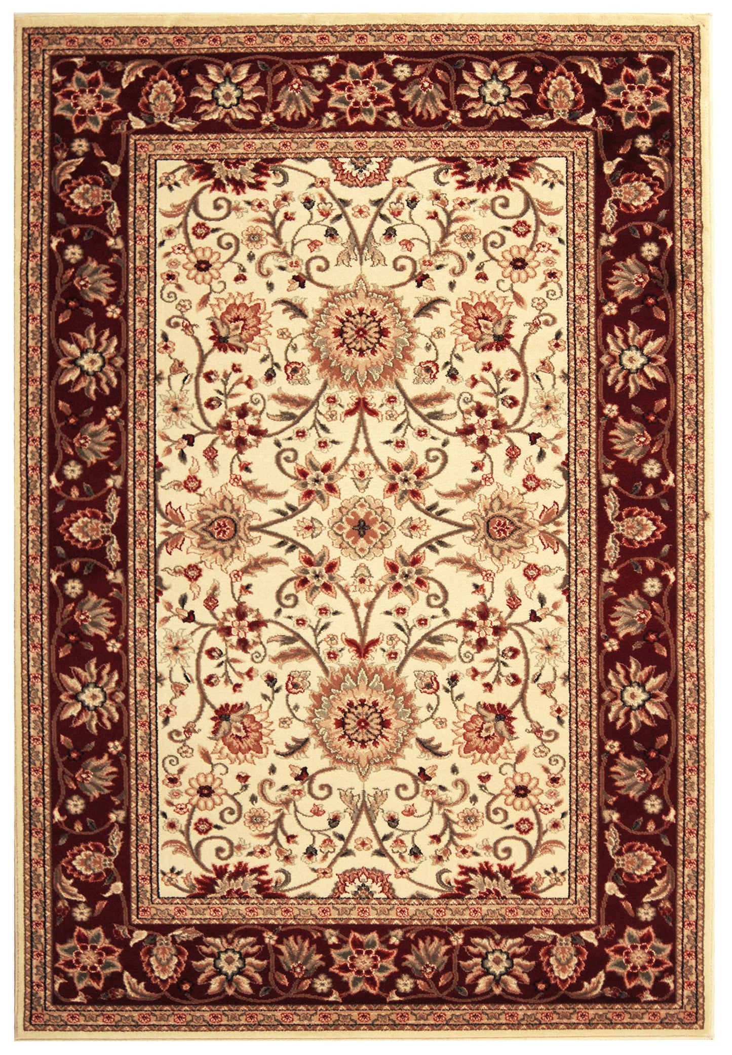 SAFAVIEH Lyndhurst Collection Area Rug - 5'3" x 7'6", Ivory & Red, Traditional Oriental Design, Non-Shedding & Easy Care, Ideal for High Traffic Areas in Living Room, Bedroom (LNH212K)