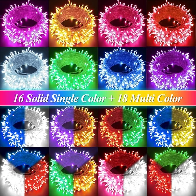 Color Changing Christmas String Lights with Remote, 35 Colors 66FT 200LED String Lights Outdoor Decoration, Indoor Connectable Fairy Lights Plug in for XMAS Tree Thanksgiving Christmas Decoration
