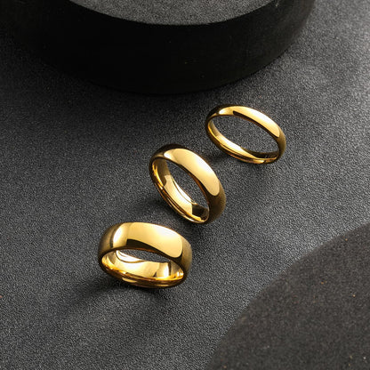King Will GLORY 4mm 24k Gold Plated High Polished Comfort Fit Domed Tungsten Ring Wedding Band S (9.5)