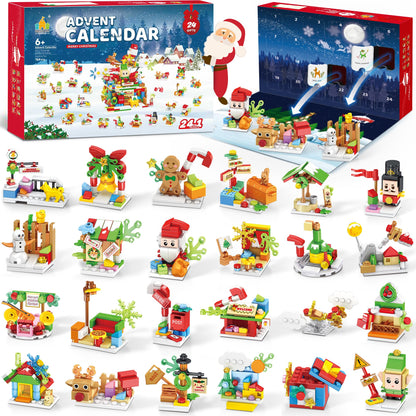 Santa’s Workshop Advent Calendar 2025 Building Set for Kids – 24-in-1 Christmas Holiday Countdown Gift with 24 Days of Surprise Figures, Party Favors Building Block for Boys & Girls Ages 6+