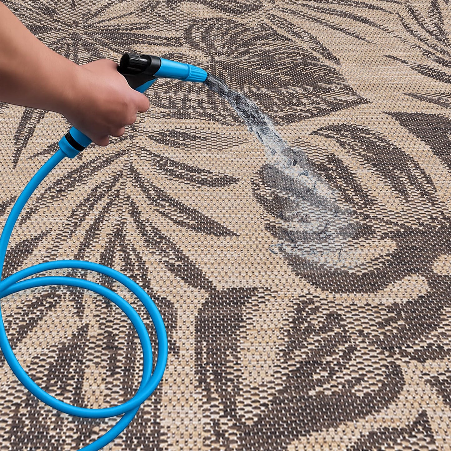 Keen Home Design Terrace Outdoor Area Rug - 5x8 Washable Indoor/Outdoor Rug for Patio, Kitchen, Balcony, Beach, Garden, Deck and Porch, Size: 5'3"x7'7"