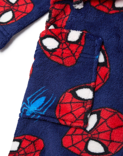 Marvel Spider-Man Dressing Gown For Boys | Kids Superhero Blue Red Pyjamas Bathrobe | Comics Robe Clothing Gift