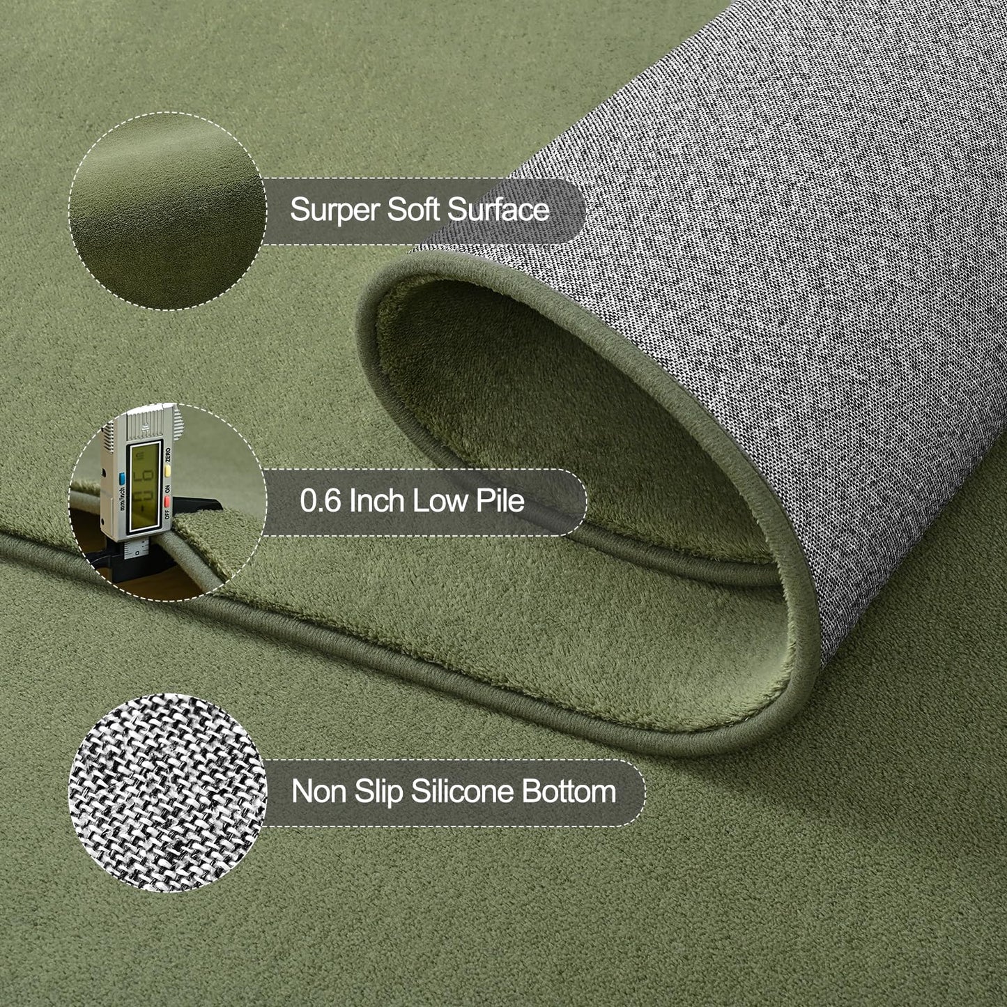 Vasofe 4x6 Soft Rugs for Living Room Bedroom, Sage Green Modern Washable Non-Slip Area Rug, Indoor Memory Foam Fluffy Carpets for Boys Girls Room Playroom Nursery Thick Office Mat Home Decor