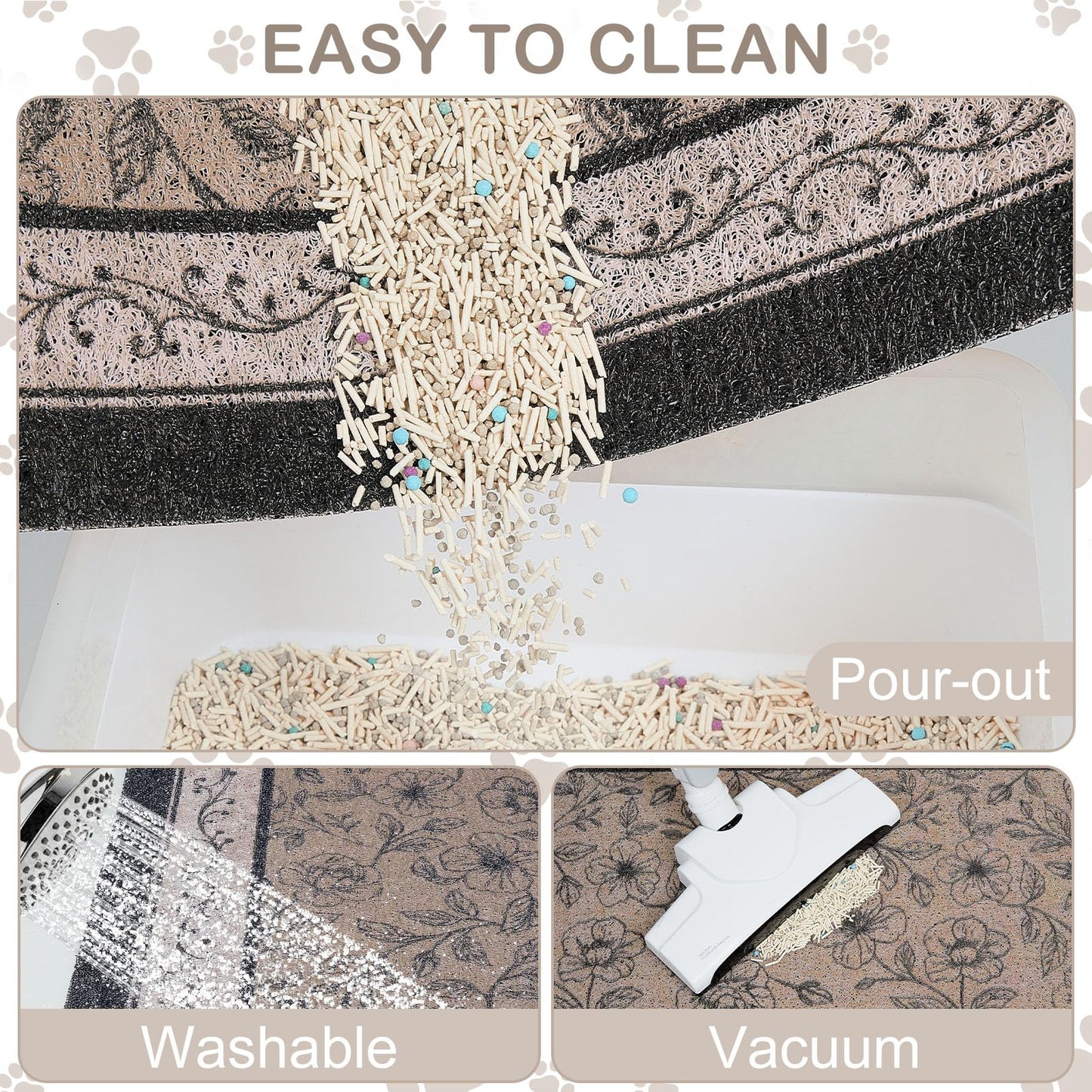 Hedgeink Cat Litter Mat Trapping Rug 33"x22", Large Litter Box Mat for Floor, Non-Slip Waterproof Backing, Soft Mesh Easy to Clean Pet Mat for Cat Brown