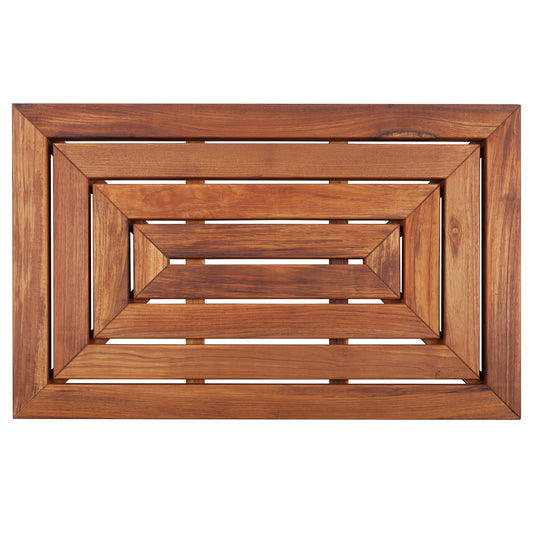 Nordic Style Premium Teak Shower and Bath Mat for Indoor and Outdoor Use - Non-Slip Wooden Platform for Spa, Sauna, Pool, Hot Tub - Flooring Decor and Protector (Oiled Finish, 31.4" x 19.6")