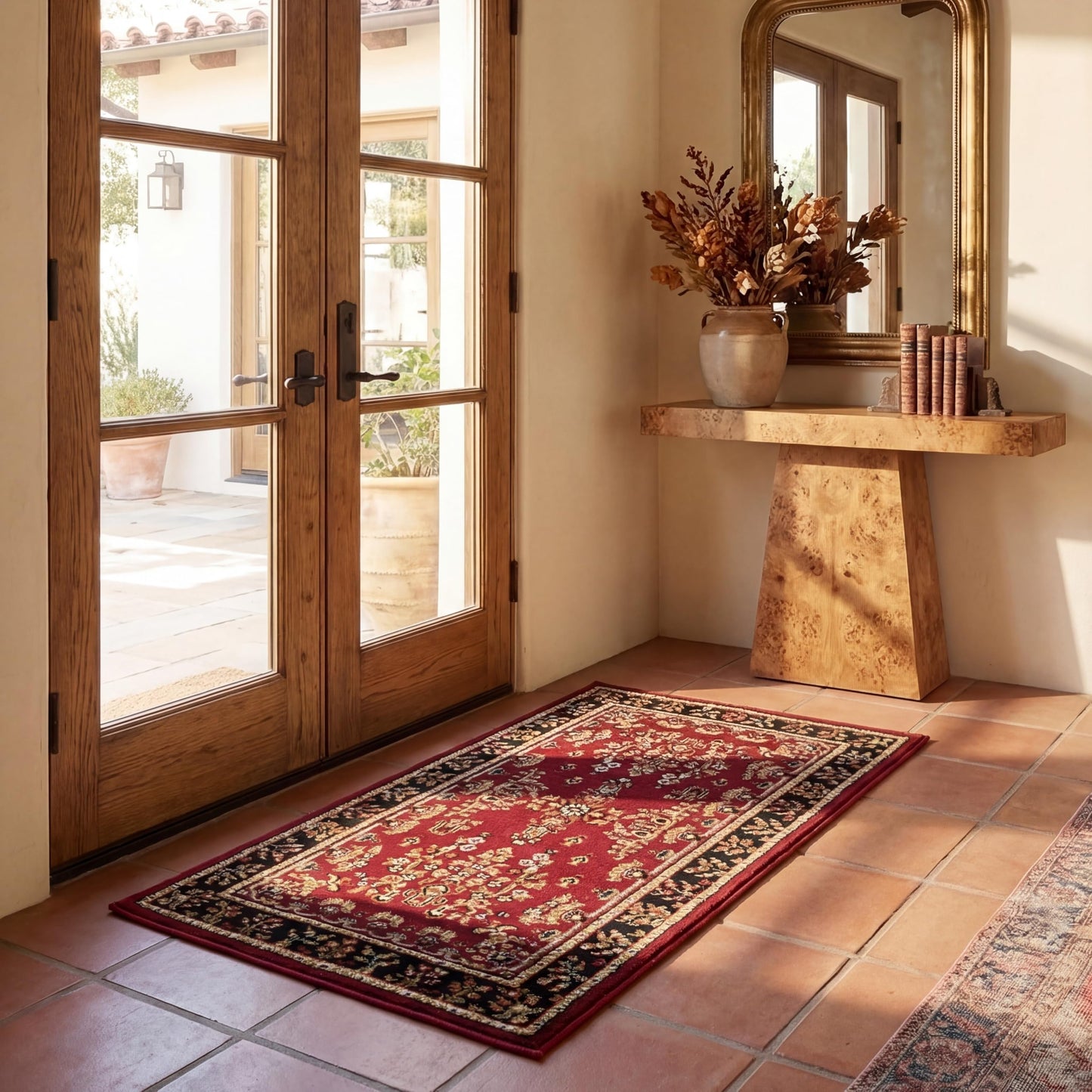 SAFAVIEH Lyndhurst Collection Area Rug - 2'3" x 4', Red & Black, Traditional Oriental Design, Non-Shedding & Easy to Clean, Ideal for Hallway, Foyer, Entryway, Kitchen (LNH331B)