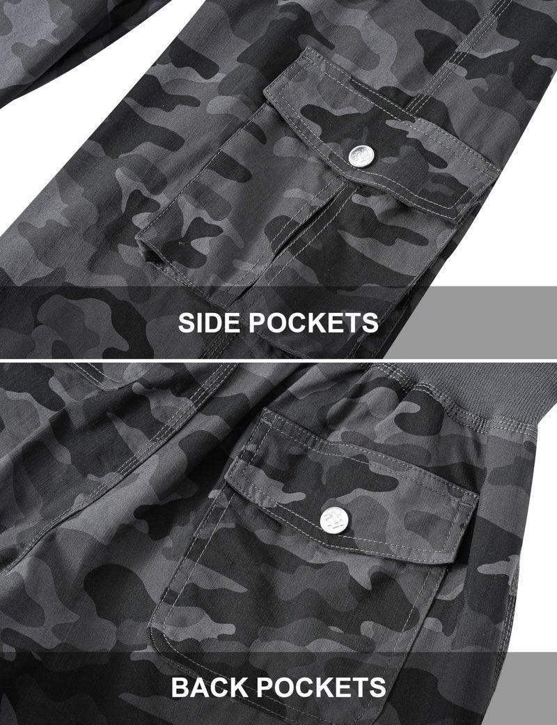 MoFiz Womens Capris with Pockets Loose Fit Casual Capri Pants Dressy Lightweight Ladies Baggy Cargo Pants for Hiking Camo Gray S