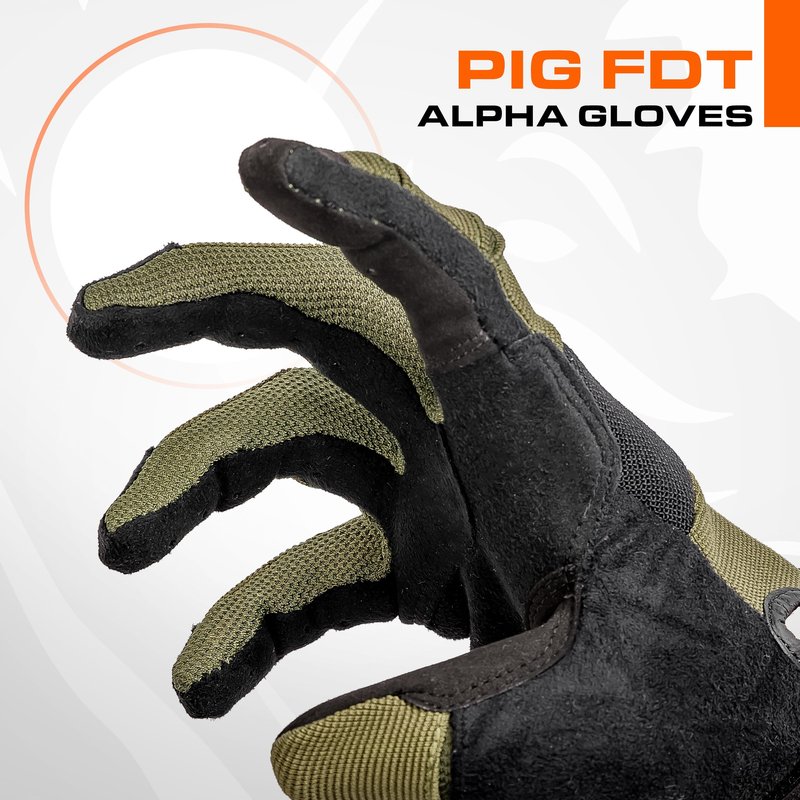 PIG FDT Alpha Full Dexterity Gloves for Shooting Sports, Touchscreen Compatible, Breathable, 1 Pair, Ranger Green, Small