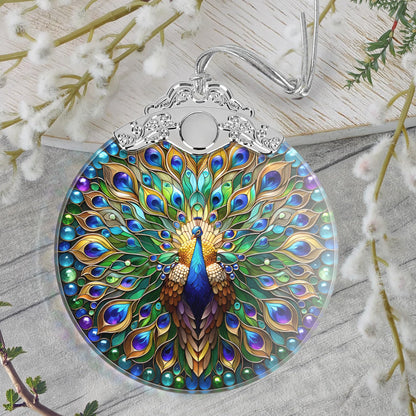 Christmas Ornament, 2025 Ornaments for Christmas Tree, Stained Glass Hanging Ornament, Holiday Ornaments, Unique Gift Idea - Peacock