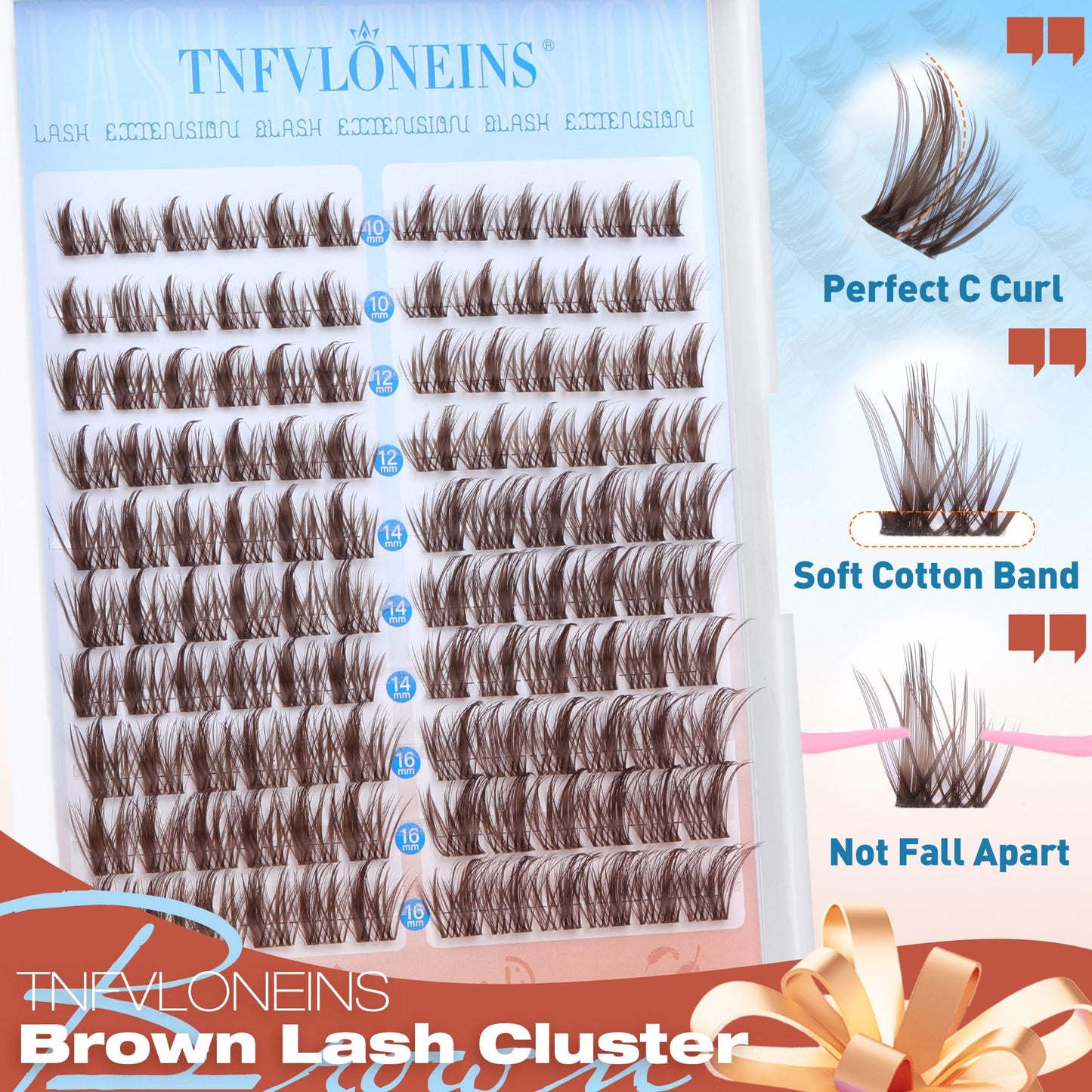 Brown Lash Clusters Kit Manga Lash Extension Kit Natural Eyelash Clusters Wispy 10-16MM Individual Lashes Clusters Anime Eyelash Extension Kit with Bond and Seal and Tweezers by TNFVLONEINS
