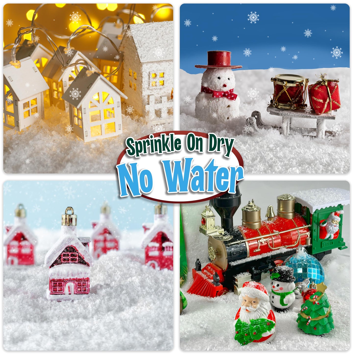 Fake Snow for Christmas Village - Faux Snow Flakes for Christmas Tree Snow Decoration, Artificial Snow for Holiday Décor, Winter Displays, Flocked Tree Snowflakes, 10 Ounces Sparkling White Craft Snow
