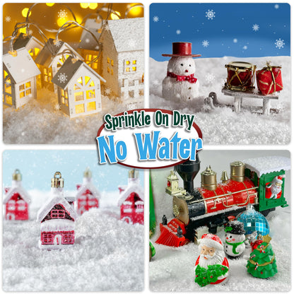 Fake Snow for Christmas Village - Faux Snow Flakes for Christmas Tree Snow Decoration, Artificial Snow for Holiday Décor, Winter Displays, Flocked Tree Snowflakes, 10 Ounces Sparkling White Craft Snow