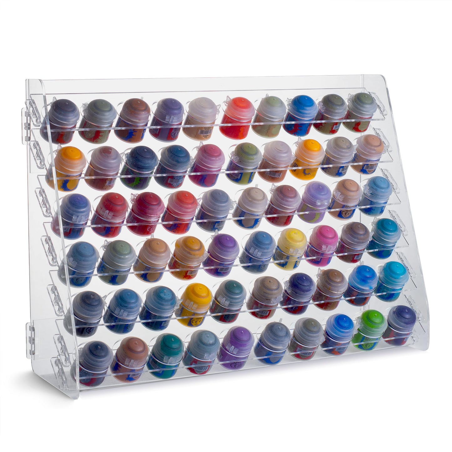 Plydolex Acrylic Paint Organizer - 60 Paint Bottle Holes Compatible with Citadel Bottles - for Wall Mounting and for Desk Use - Suitable for DnD, Warhammer 40K, Pathfinder and Other Miniatures