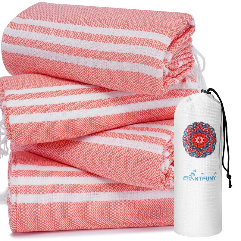 4 Pack Turkish Beach Towels Vacation Essentials Pool Towel for Women Birthday, Teacher Appreciation Thank You Gifts, Mothers Days Bridesmaid Bride Girlfriend Friendship Sister 40th Retirement Gift