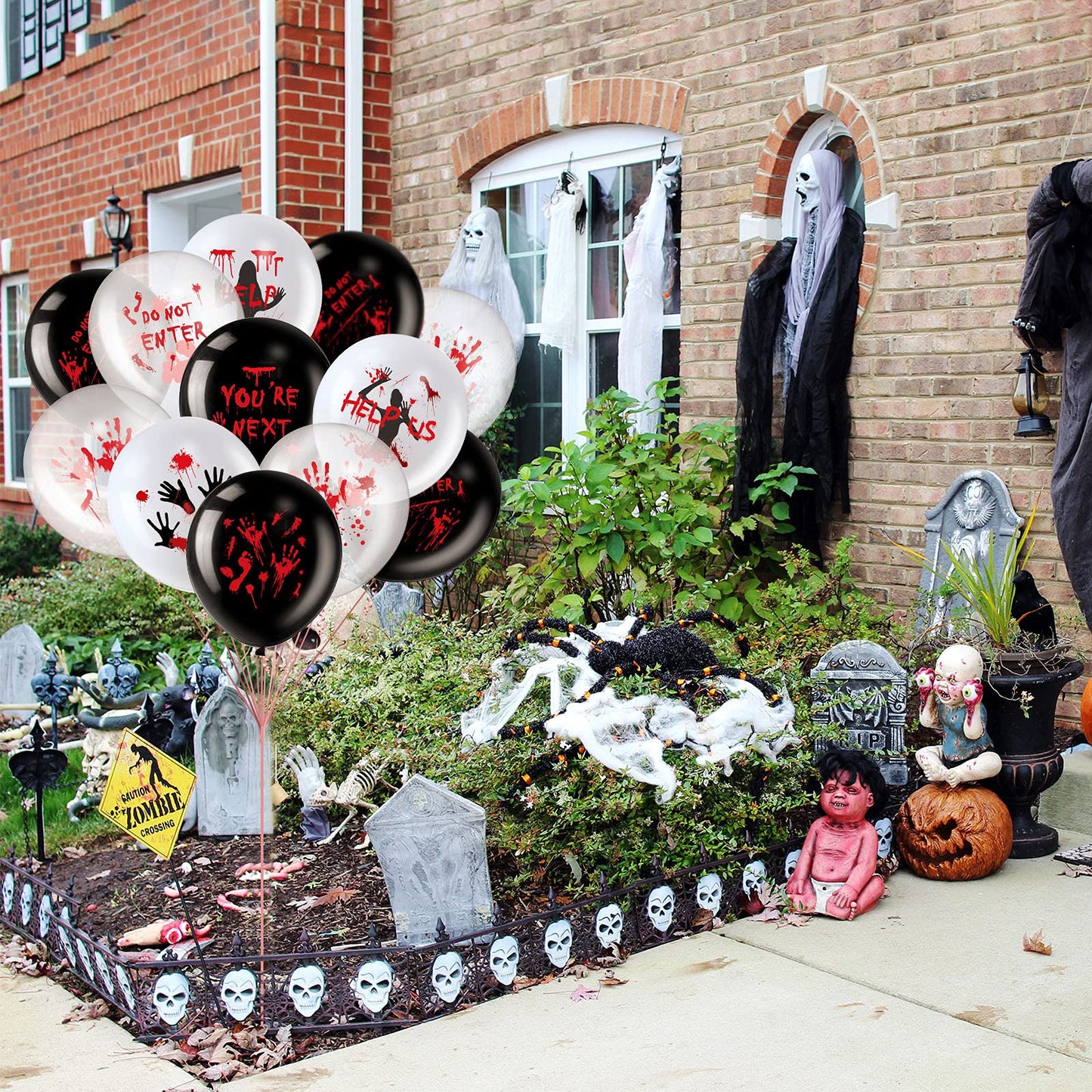 Aoriher 45 Pcs Scary Halloween Balloons 12 Inches Bloody Latex Balloons Eye Blood Splatter Decorations Horror Zombie Decor for Birthday Vampire Haunted House Party Supplies(Scared Style)