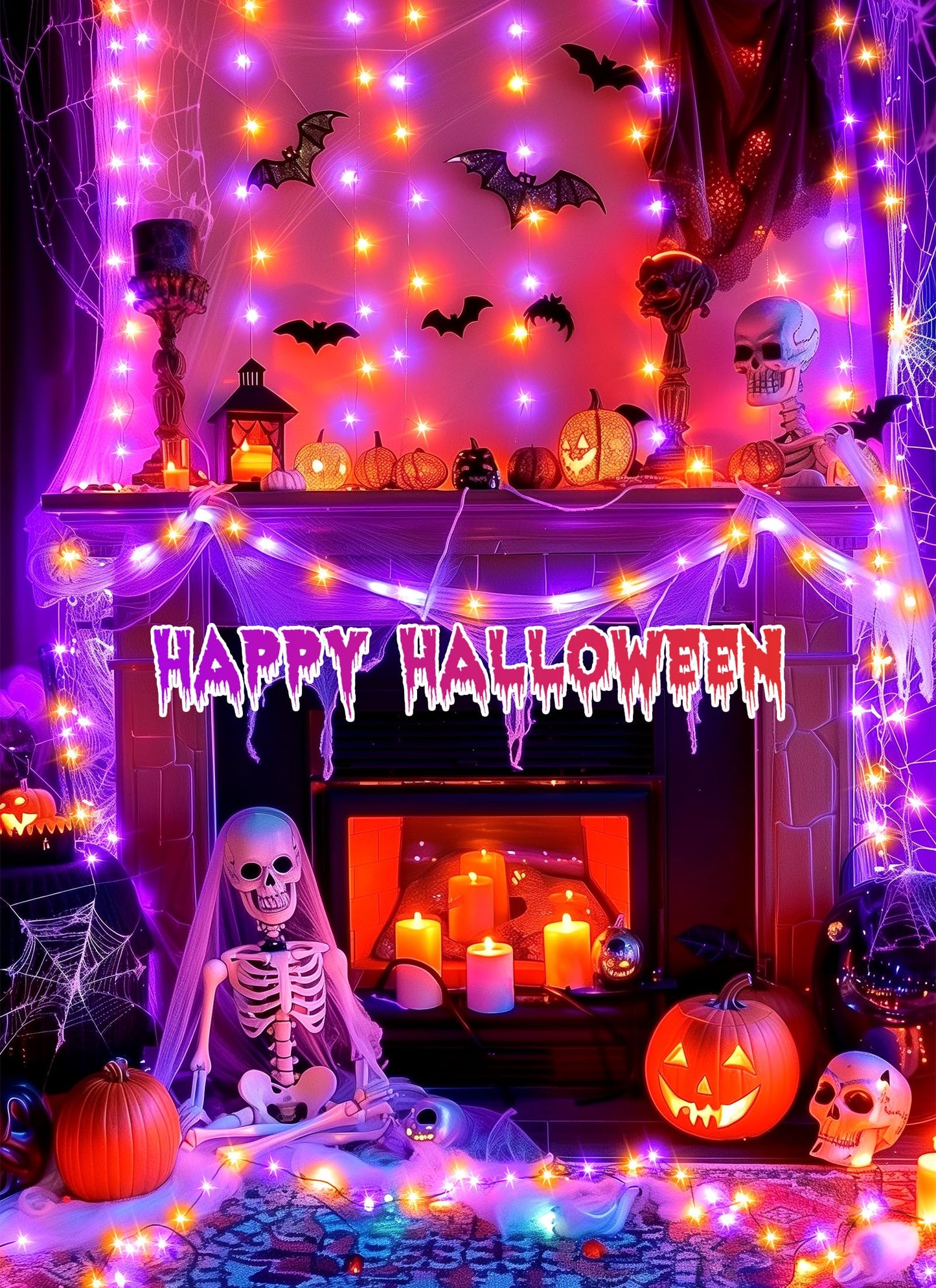 Brightown Halloween Lights Outdoor Battery Operated, 2 Pack Total 33FT 100 LED Battery Fairy Lights with Timer,8 Modes, Waterproof Halloween String Lights for Indoor Bedroom Decoration,Orange & Purple