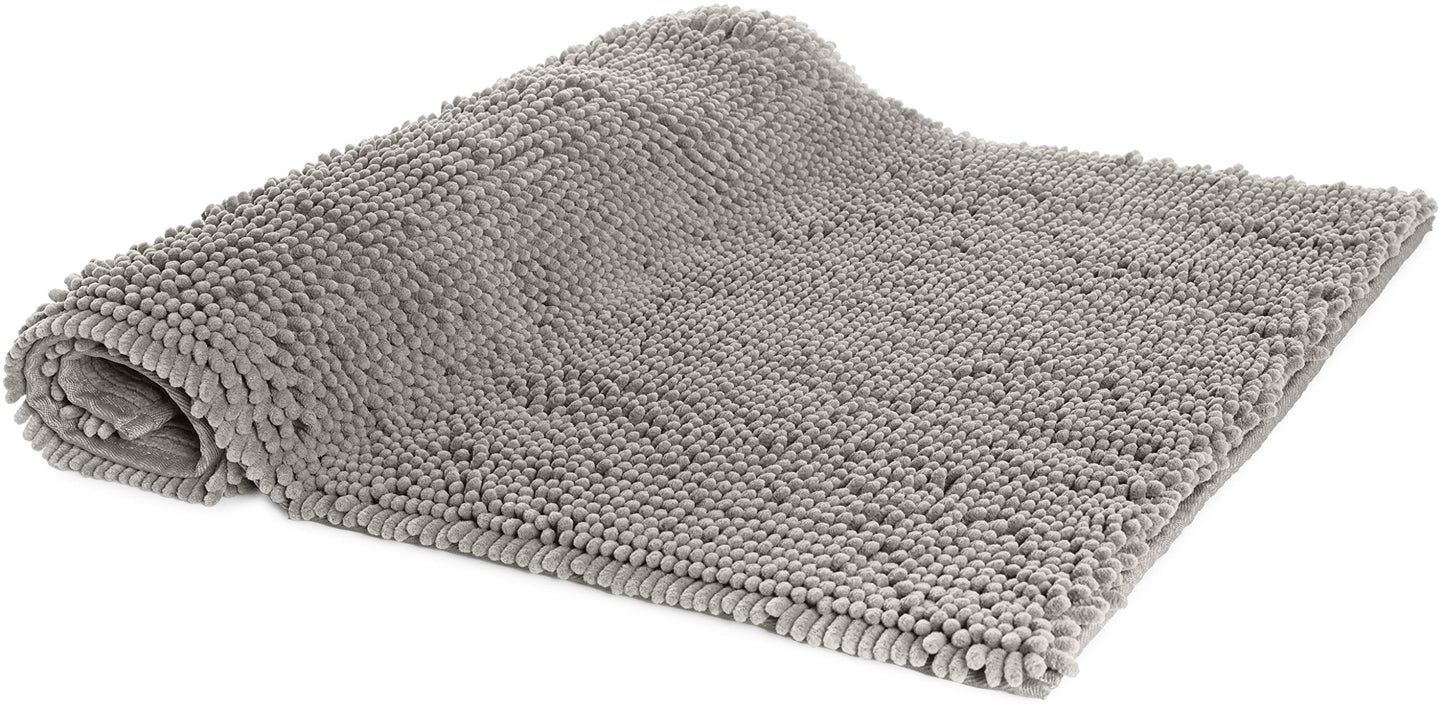 Amazon Basics Non-Slip Chenille Microfiber Bathroom Bath Mat, 53 x 87 cm, Platinum