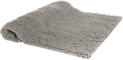 Amazon Basics Non-Slip Chenille Microfiber Bathroom Bath Mat, 53 x 87 cm, Platinum