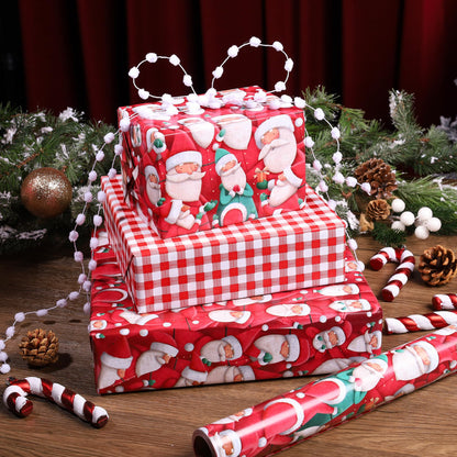 BIOBROWN Reversible Christmas Wrapping Paper - 17 Inch X 33 Feet (46.7 sq. ft. ttl.) - Joyful Santa Design Perfect for Xmas, Party, Holiday Gift Wrap