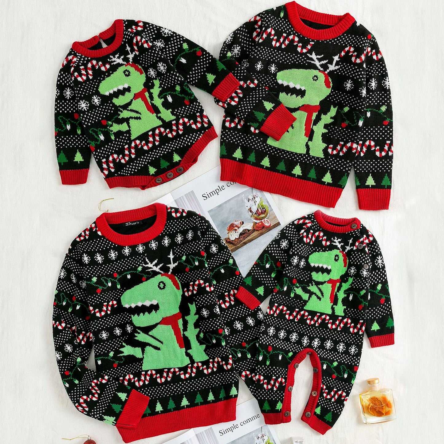 Simplee kids Baby Boys Girls Ugly Christmas Sweater Romper Winter Knitted Pullover Onesies for 12 Months Black