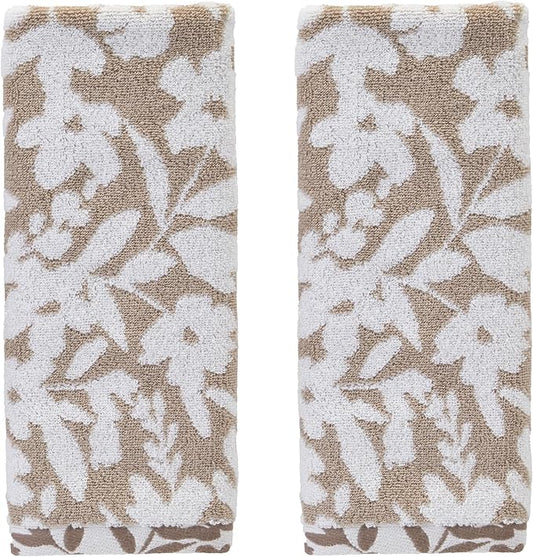 SKL Home Bedford Floral 100% Cotton Premium 2-Piece Hand Towel Set, 600 GSM