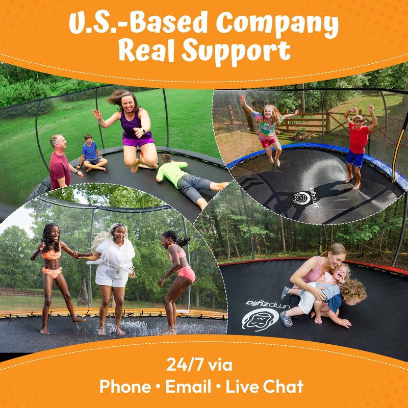 JUMPZYLLA Trampoline Outdoor 8FT 10FT 12FT 14FT 15FT 16FT with Enclosure and Ladder, ASTM Approved Recreational Trampoline for Kids and Adults, Anti-Rust Coated Frame (Green, 16FT)