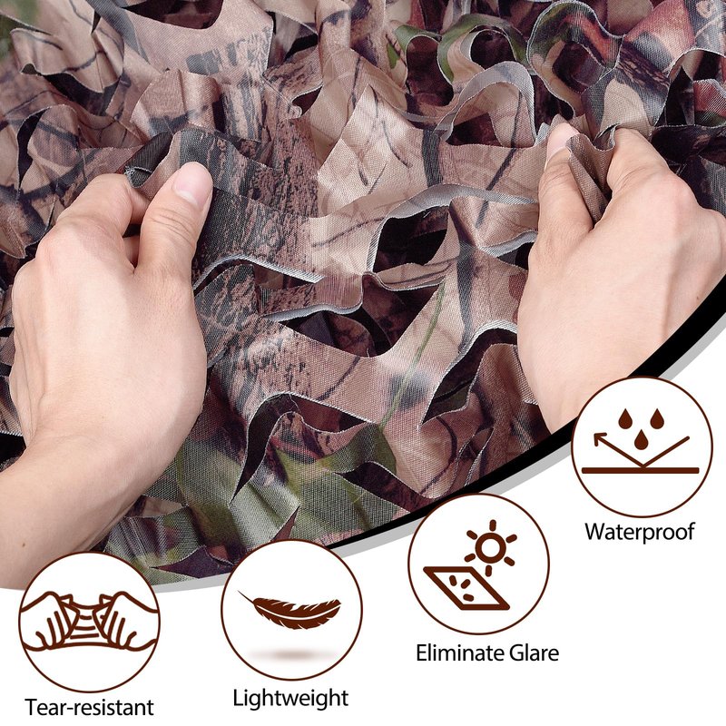 Yeacool Camo Tarp Bulk Roll Camo Net Camo Cover Camouflage for Hunting Blind Military Party Decor Canopy Outdoor Photo Background Window Screen Cover (Camo Bionic Leaves, 32.8ftx4.9ft, 10m*1.5m)