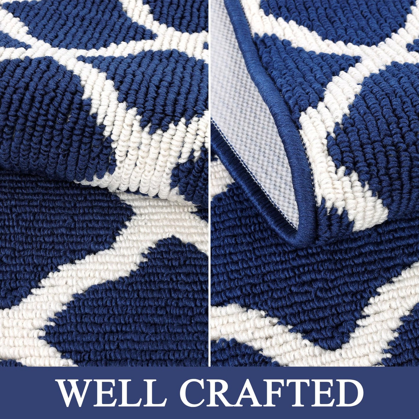 SHACOS Runner Rugs 20"x59" for Entryway Kitchen Hallway Indoor Washable Rug Runner Non Slip Rubber Backing Dirt Trapping Doorway Entrance Runner Rug, Navy Blue