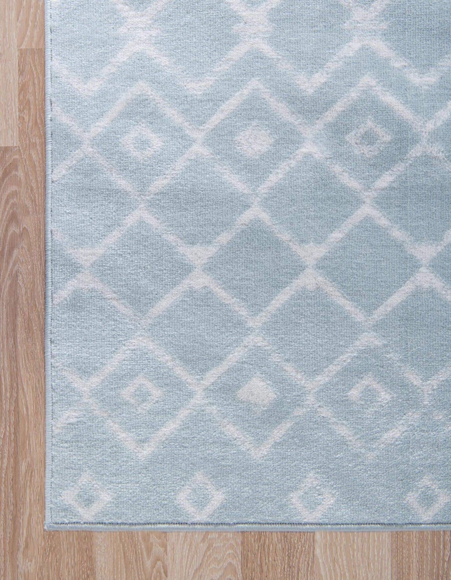 Rugs.com Geometric Kasbah Trellis Collection Rug – 3' X 5' Light Blue Low Pile Rug Perfect for Living Rooms, Large Dining Rooms, Open Floorplans