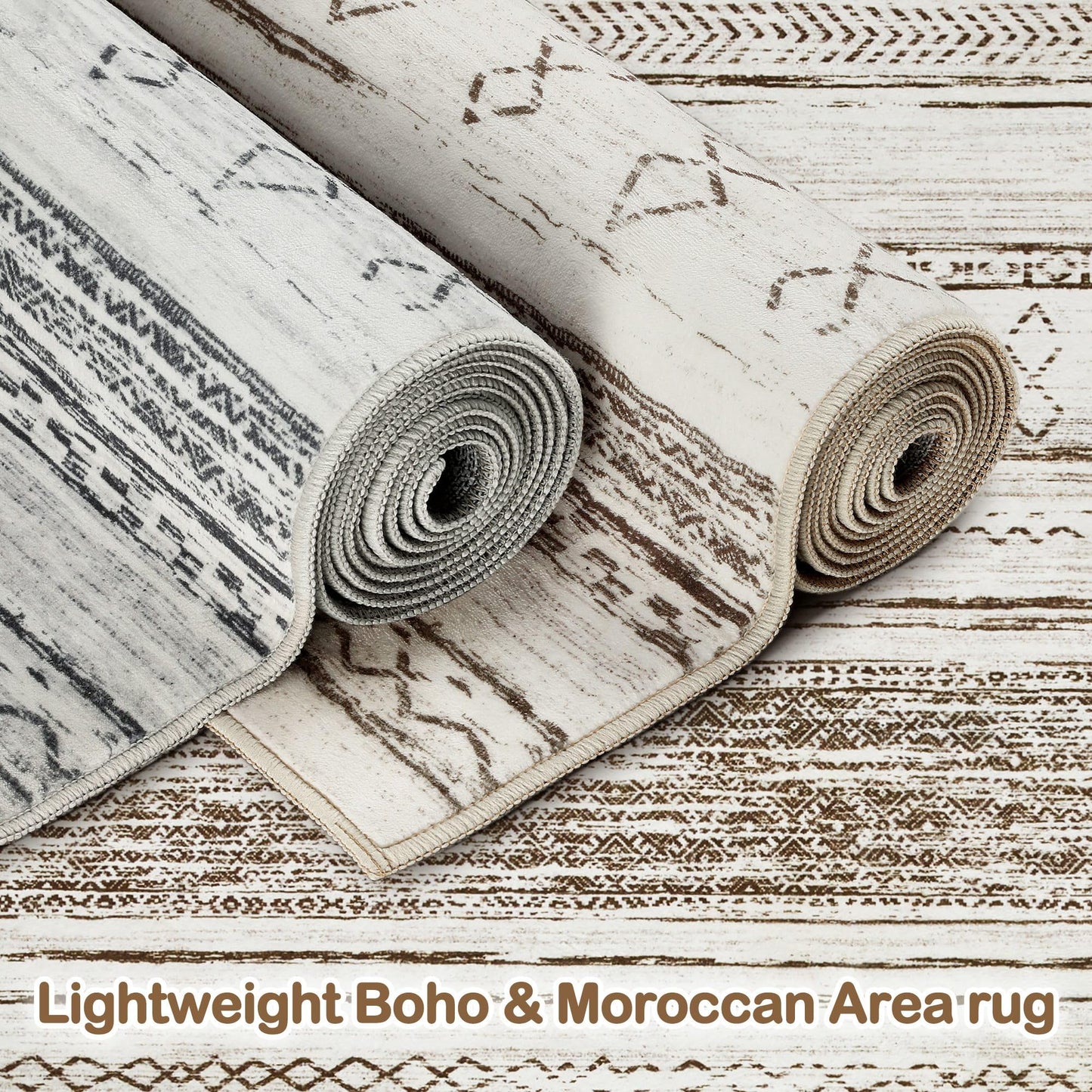 Tortania Area Rug Living Room Rugs - 6x9 Washable Large Soft Neutral Boho Moroccan Bohemian Farmhouse Rug Indoor Floor Carpet for Bedroom Under Dining Table Home Office Decor - Cream Brown