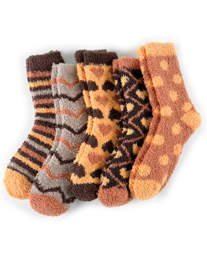 TEHOOK 5 Pairs Warm Soft Cozy Fluffy Fuzzy Socks for Fall Halloween Christmas Gifts