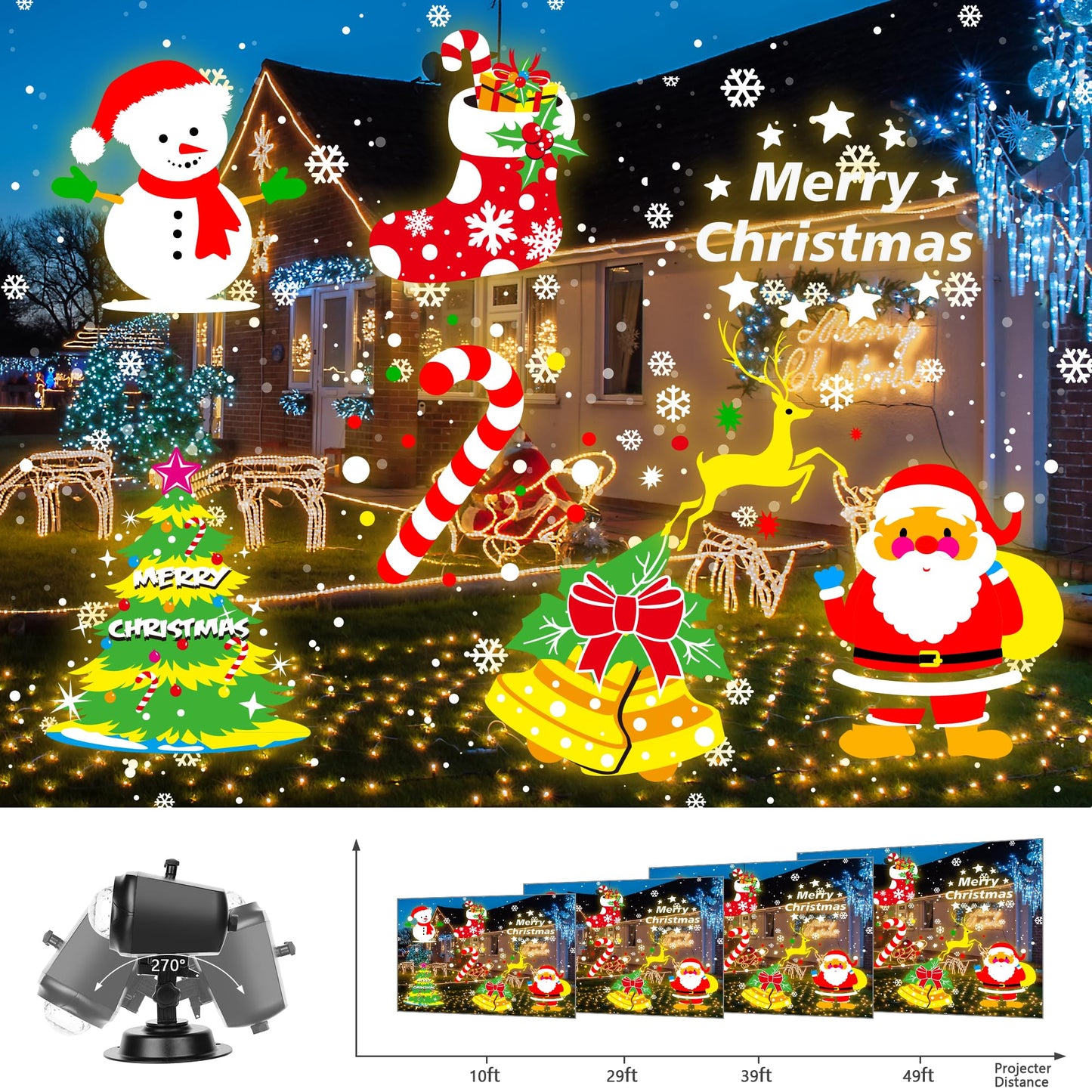 Nazuwke Halloween Christmas Projector Lights Outdoor, 2025 Upgrade Holiday Projection Light with Remote, 3D Ocean Wave & 72 HD Patterns, Waterproof Snowflake Projector for Xmas Party Yard Decor