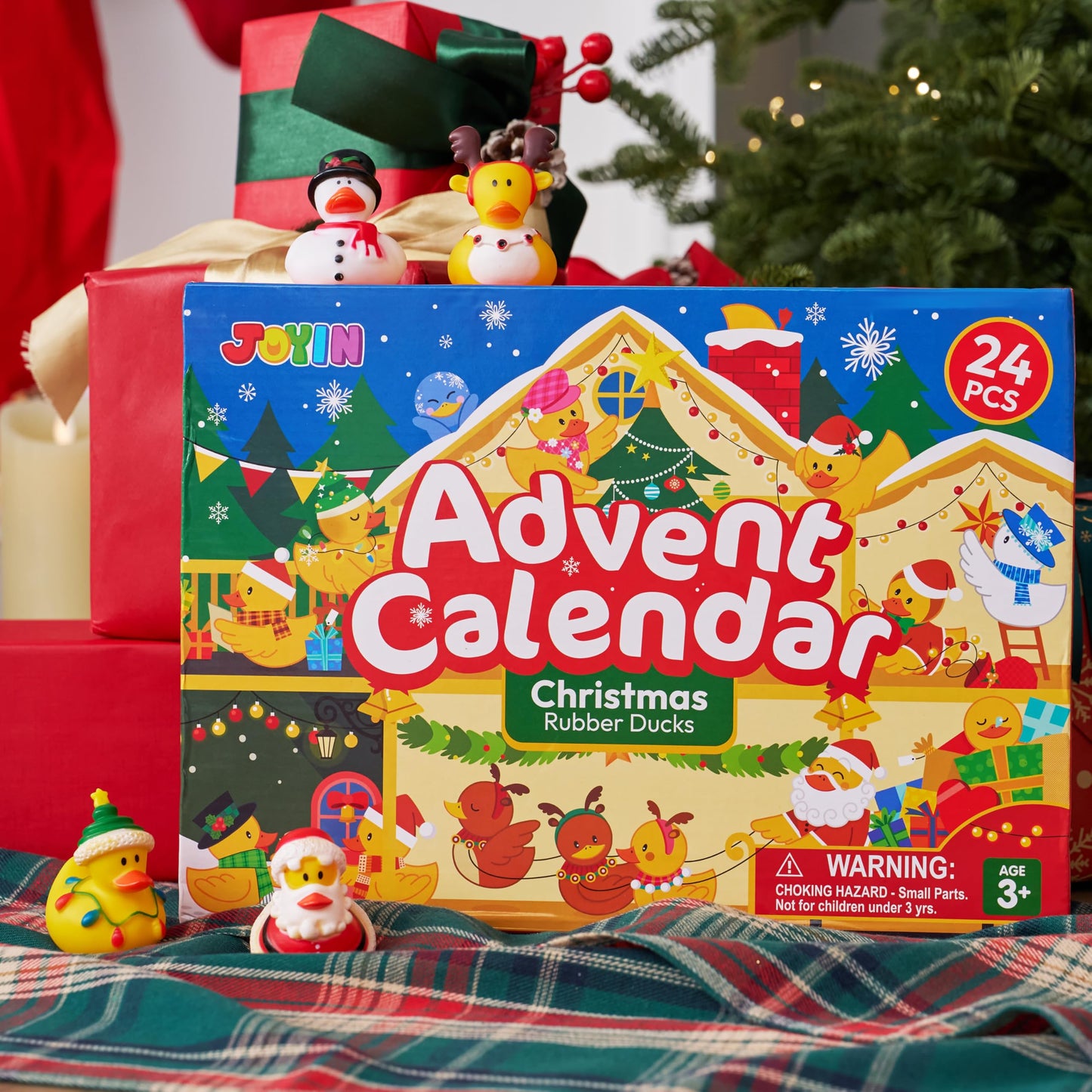 JOYIN 2025 Christmas Advent Calendar Ducks, 24 Days Christmas Countdown Calendar Rubber Ducks, Rubber Ducky Bath Toys for Boys Girls Kids, Xmas Party Favor Fun Gifts