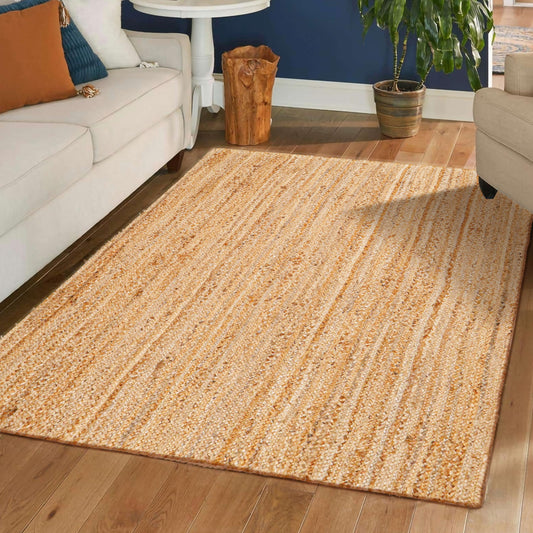 Hausattire Hand Woven Jute Braided Rug, 4'x6' – Natural, Reversible Boho Entry Area Rugs for Kitchen, Living Room I Farmhouse Indoor Outdoor Decorative Floor Rug, 48x72 Inches