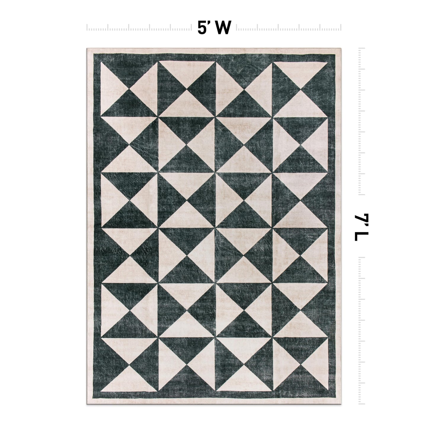 Rugshop Geometric Diamond Washable Non Slip Area Rug 5' x 7' Cream