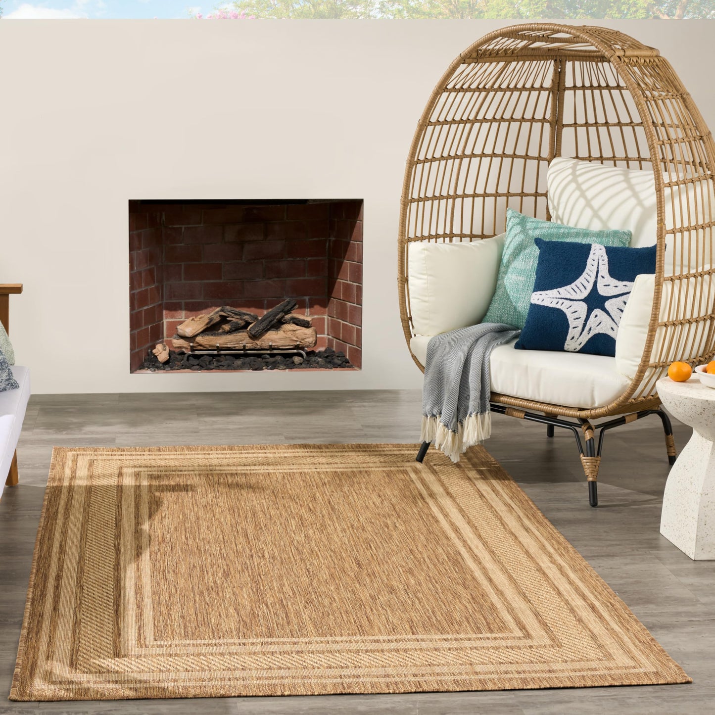 Nourison Home Horizon Indoor/Outdoor Natural 6' x 9' Area Rug - Easy Clean, Non Shedding, Bed Room, Living Room, Dining Room, Kitchen (6' x 9')