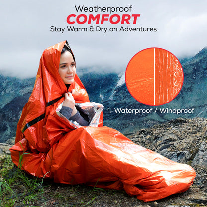 Emergency Sleeping Bag 3 Pack for Survival Gear and Supplies Life Bivy Sack Waterproof Mylar Emergency Blankets for Survival Kit Car Camping Gear Hiking Tac Bivvy Go Bag Supplies Sleep Sacks Shelter